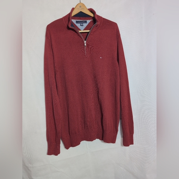 Tommy Hilfiger sz XXL Men's Red Quarter-Zip Sweater - Picture 4 of 6